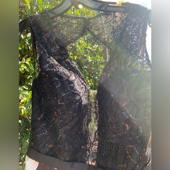 Dave and Johnny black floral Gown Sz 11/12 - Picture 3 of 16